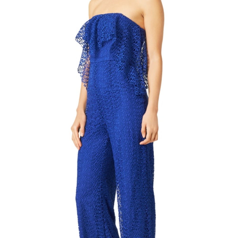 Free people blue lace block party jumpsuit